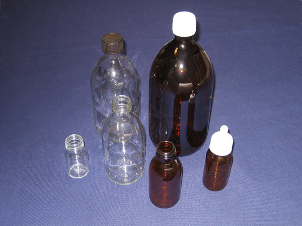 Flacons et ensemble compte-gouttes en verre - Flacons en verre et bouchons  - Verrerie - Matériel de laboratoire