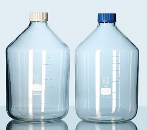 Flacon forme bouteille en verre borosilicaté 3.3 avec bouchon à fermeture à  pince métallique, DURAN® - Materiel pour Laboratoire